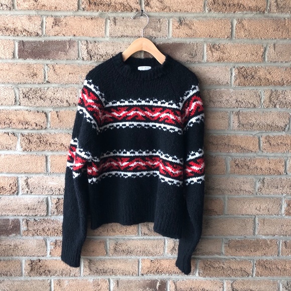 Sandro Sweaters - SANDRO | Black & red chunky knit wool sweater
